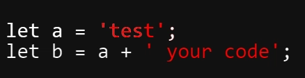 给出的代码片段镜像示例，这次红色高亮部分直接位于两个字符串上方。
