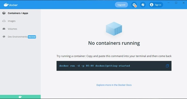 Docker桌面用户界面。