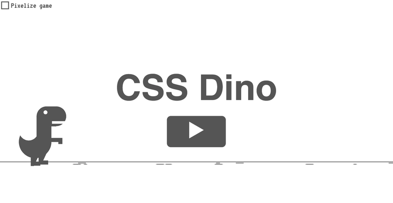 CSS Dino 的开始屏幕截图，恐龙稍微大一点，圆一点，字体是 Helvetica，漂亮又圆润