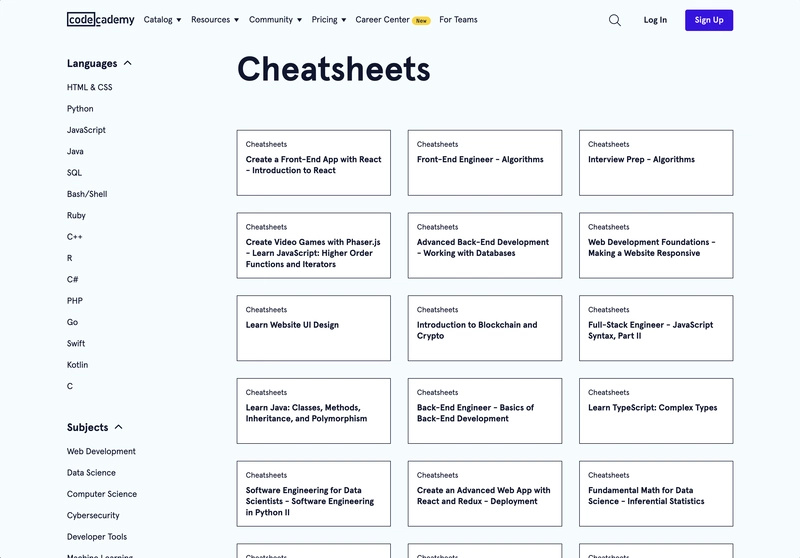 Codecademy 备忘单