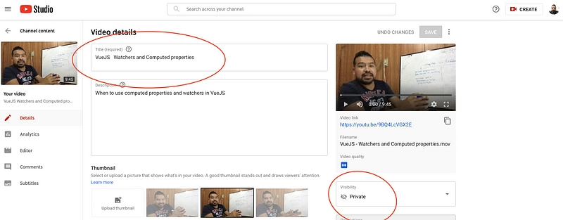 尝试解释何时使用 Vue.js 计算属性和观察器。截图由作者提供。