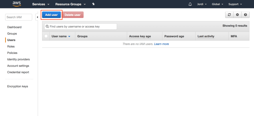 Amazon AWS IAM 控制台