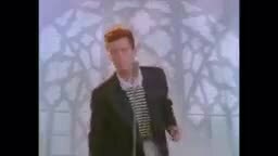 Rick Astley 的《Never Gonna Give You Up》单帧画面,两侧有宽大的黑边