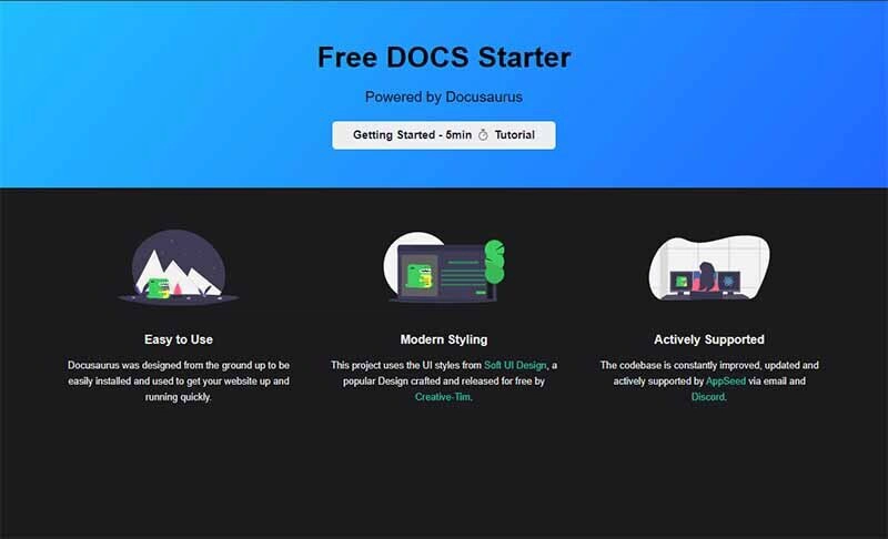 Docusaurus Soft UI 设计 - 开源 DOCS Starter。