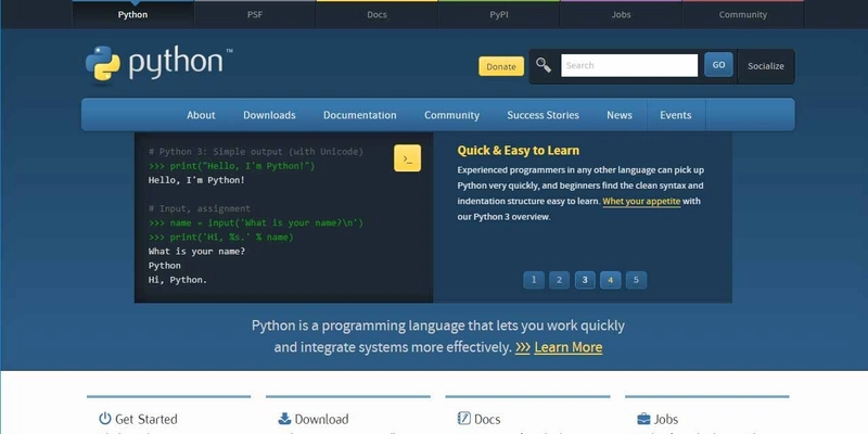 面向初学者的 Flask Python 教程 - 图片来自 Python 官方网站。