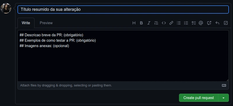 Imagem de uma pull request sendo criada 图像