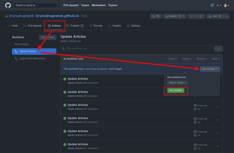 使用 workflow_dispatch 选项运行 GitHub Action