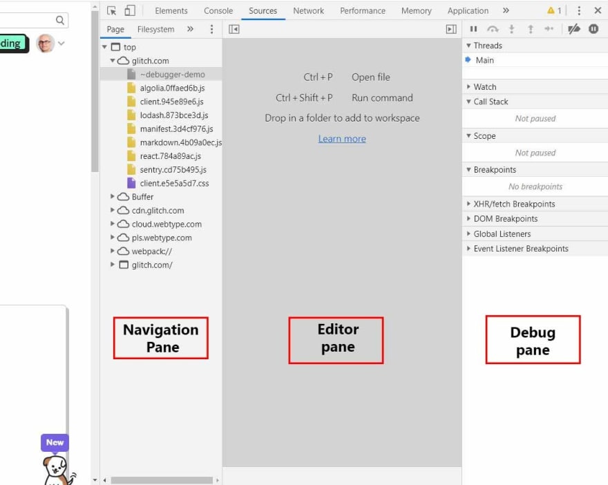 Chrome DevTools 源标签页