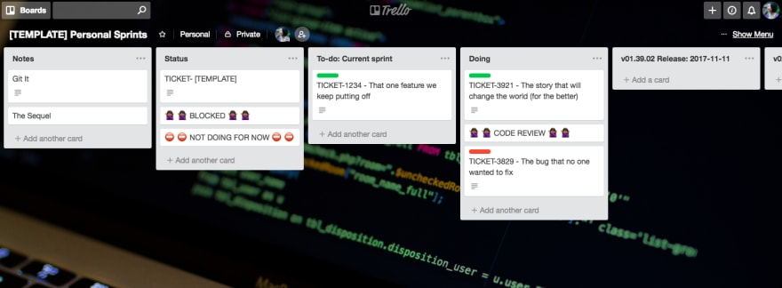 Trello 看板的屏幕截图