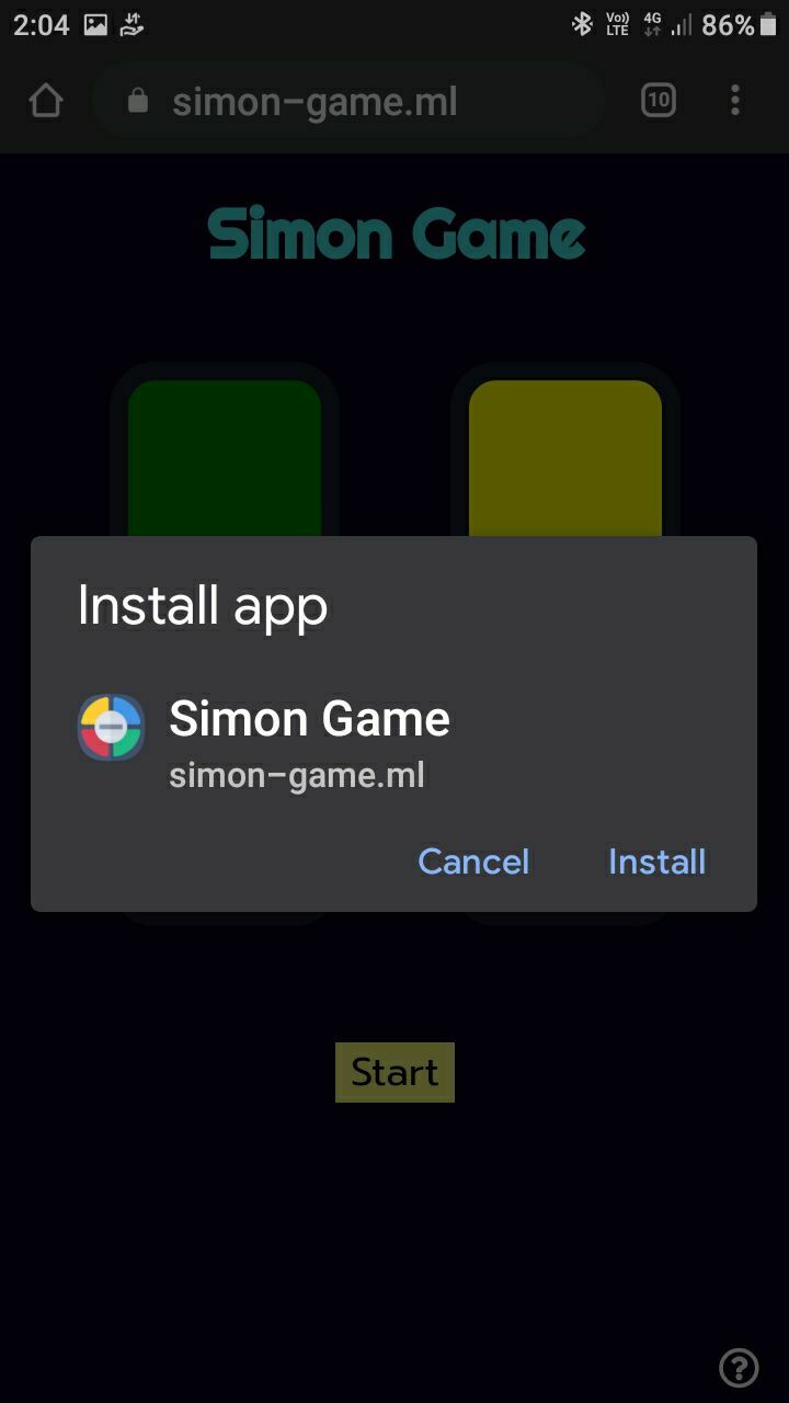 Simon-game PWA 截图