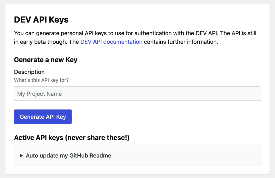 DEV.TO API 密钥