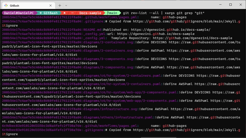 git grep 命令的输出