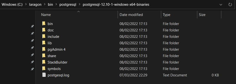 postgresql laragon 目录