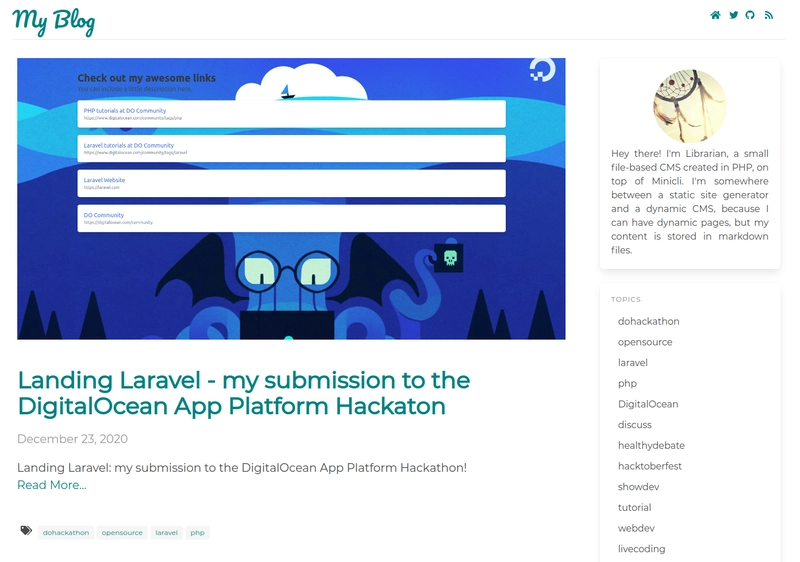 截图：Librarian 作为无头 CMS 从 dev.to 拉取内容