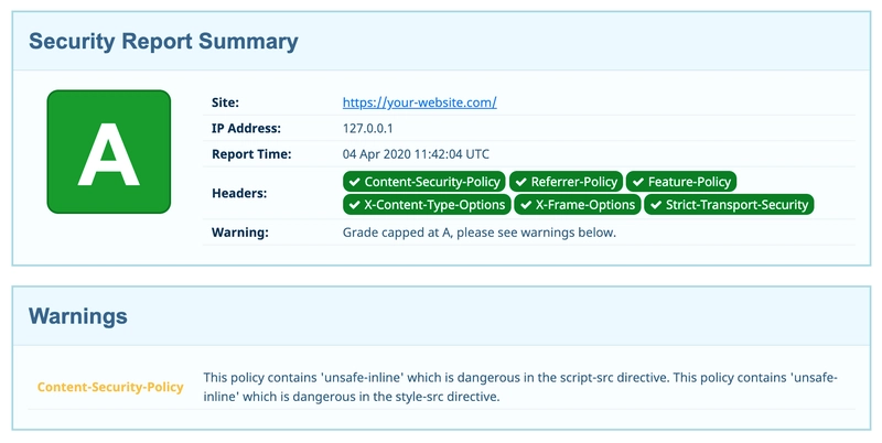 SecurityHeaders.com 报告