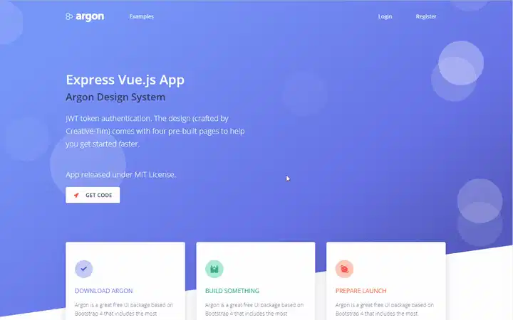 采用 Vue 设计的全栈 Nodejs Starter - Gif 动画演示。