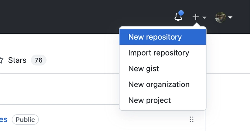 GitHub 新建仓库下拉菜单