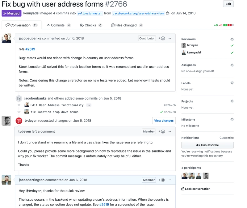 GitHub Pull 请求的屏幕截图