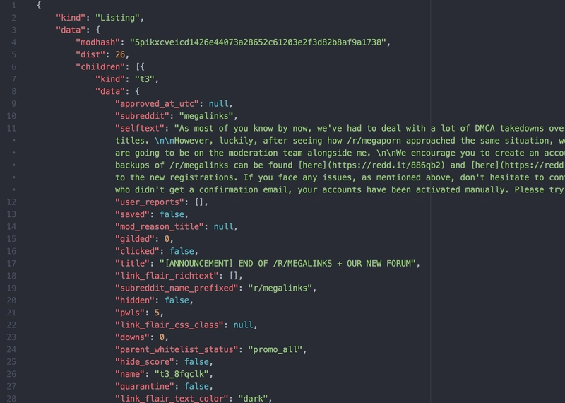 JSON 格式的典型 API 响应