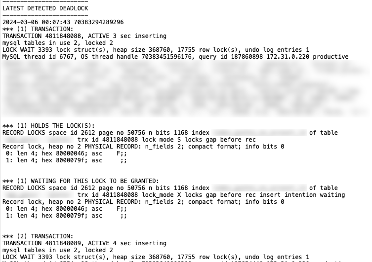 图片显示了 innodb status 的输出结果