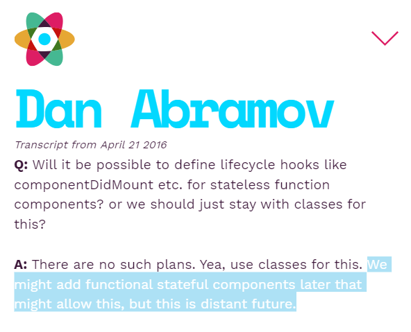 Dan Abramov 问答记录截图。高亮部分内容如下：