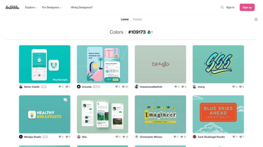 Dribbble 颜色