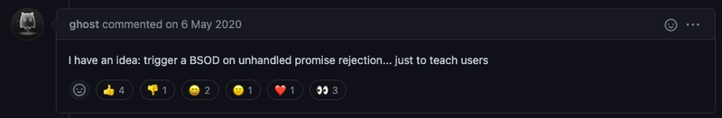 GitHub 评论：触发 BSOD 来教育用户