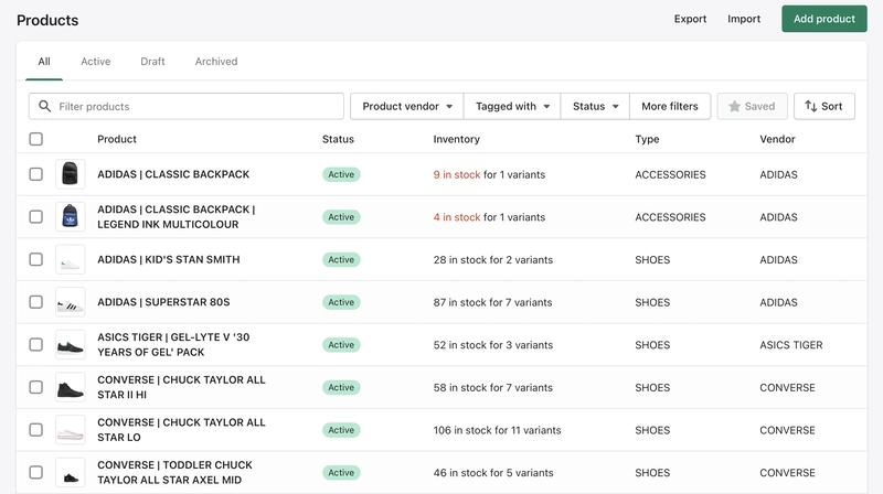 Shopify 产品