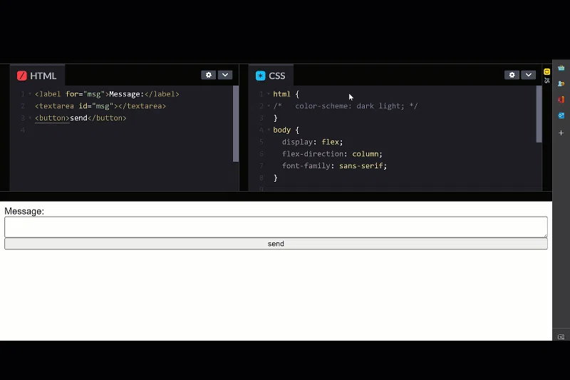Codepen 展示了这行 CSS 代码带来的变化——页面可以切换到深色和浅色模式。