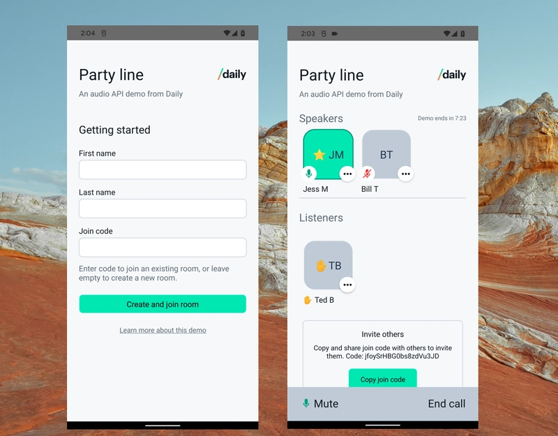 Party Line 应用程序视图