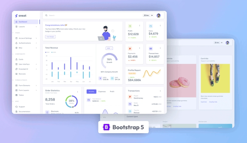Sneat 免费 Bootstrap 管理模板