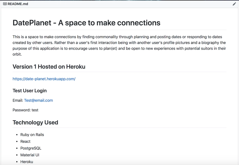 DatePlanet 的 ReadMe 示例
