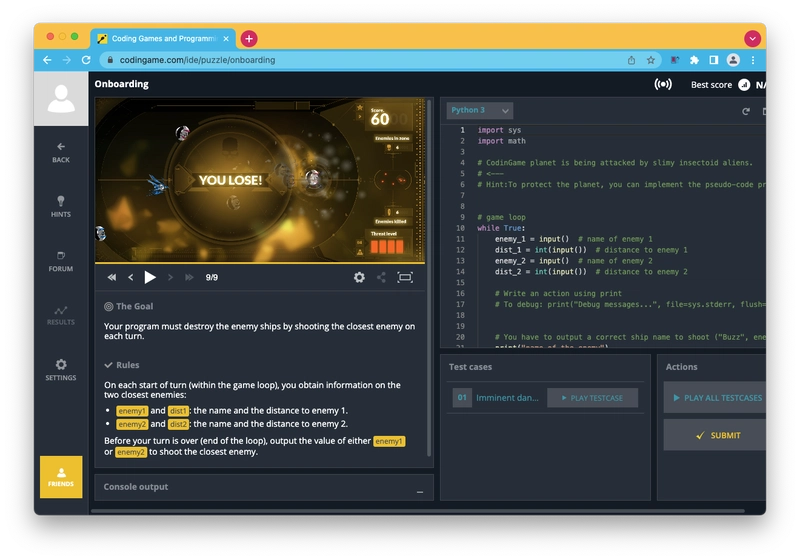 CodinGame 学习 JavaScript