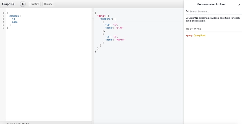 graphiql 中的会员查询