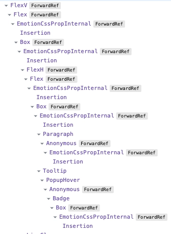 React DevTools 显示了许多内部的 Emotion 组件