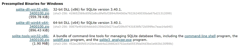 SQLite Windows 二进制下载链接