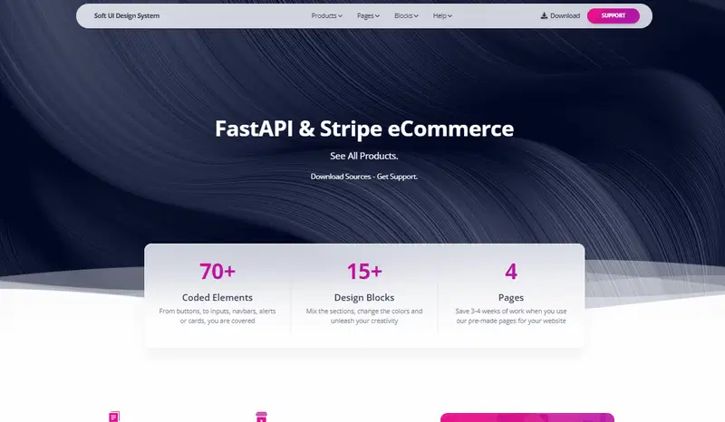 FastAPI 和 Stripe 电子商务 - 动画演示。