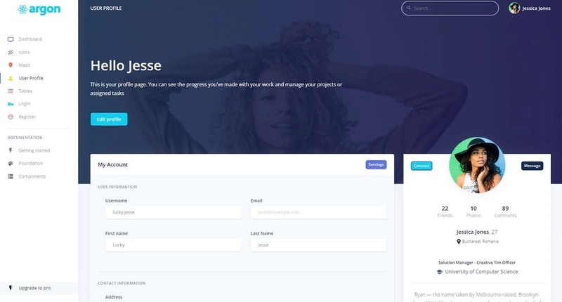 React MUI 模板(开源)- 用户个人资料页面