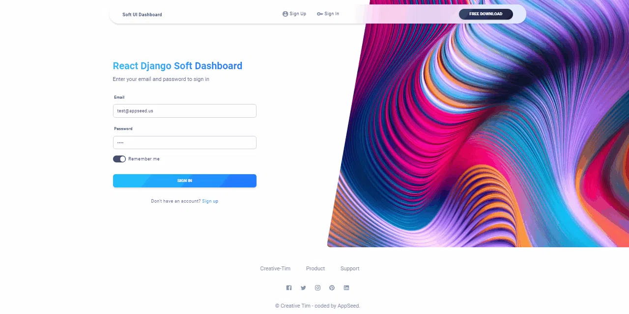 React Django Soft Dashboard - 开源全栈产品。