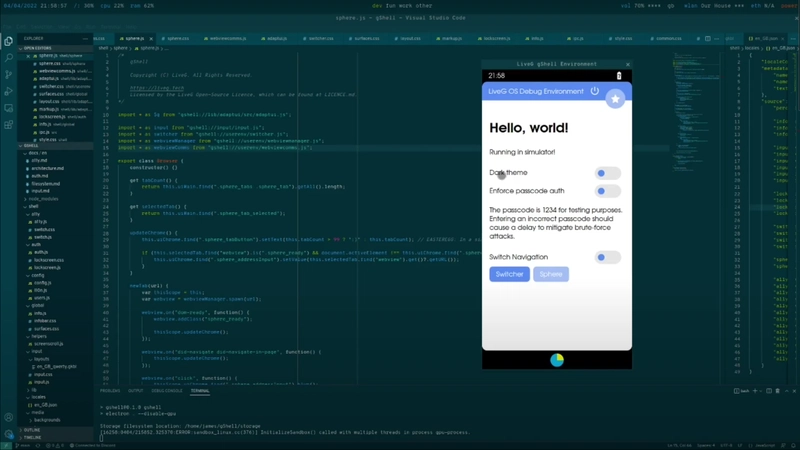 桌面环境下 gShell 模拟器的屏幕截图