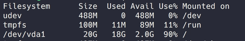 在 Linux 机器上运行 df-h