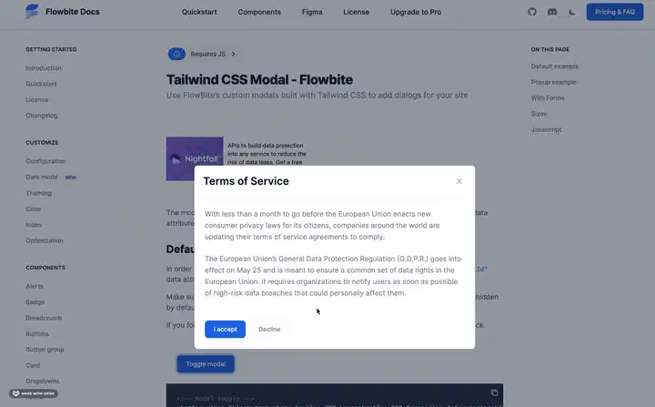 Tailwind CSS 模态组件