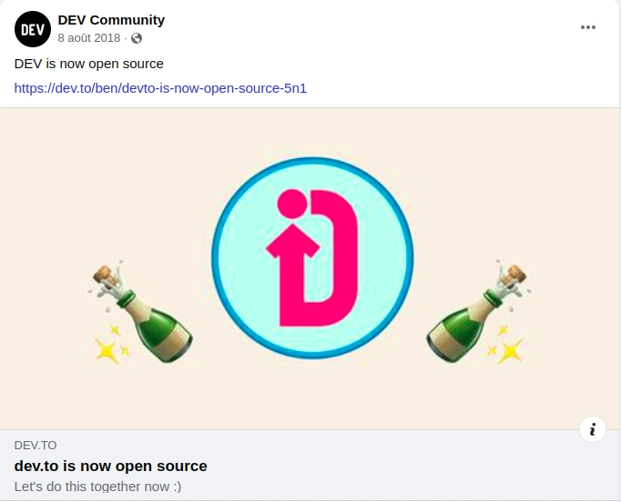 DEV 的 Facebook 帖子预览