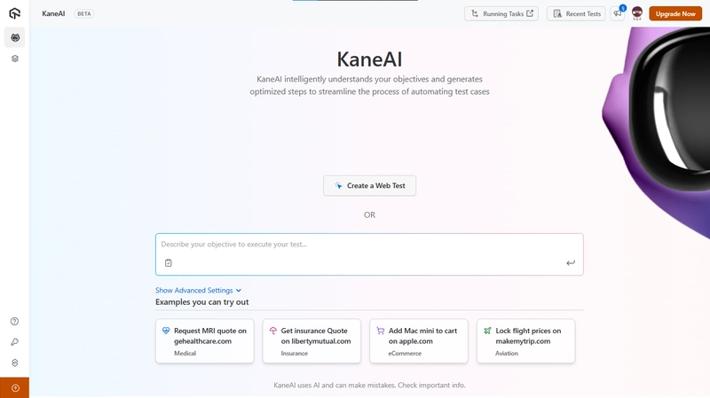 KaneAI 的仪表板