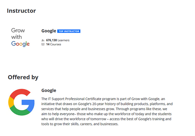 来自 Google 课程评论的 Google IT 支持