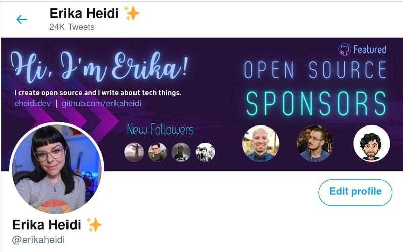 Twitter 标题图片，包含最近的关注者和特色 GitHub 赞助商