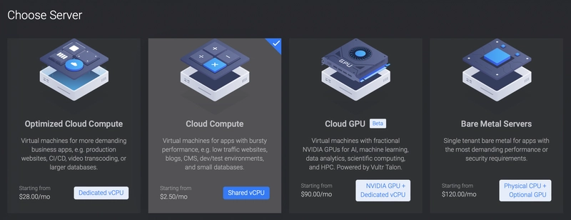 Vultr 选择新服务器