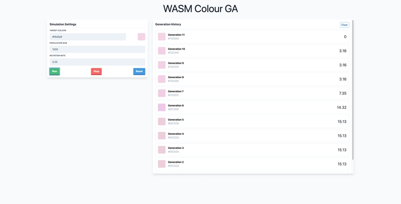 Rust WASM遗传算法模拟器的屏幕截图