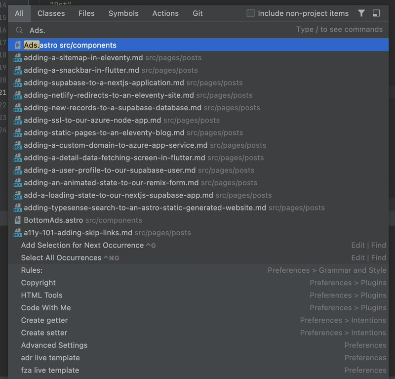 WebStorm 搜索
