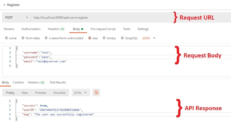 Node JS API - 在 POSTMAN 中注册 API 请求。
